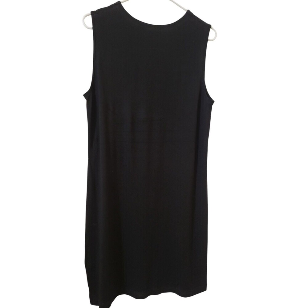 Eileen Fisher Tank Swing Dress M Stretch Viscose Jersey Sleeveless Black B2 - Picture 4 of 11